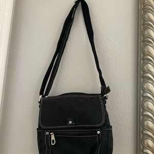 Fossil Black Crossbody Bag with Silver Accents